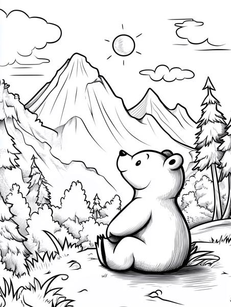 Bear resting in mountains.