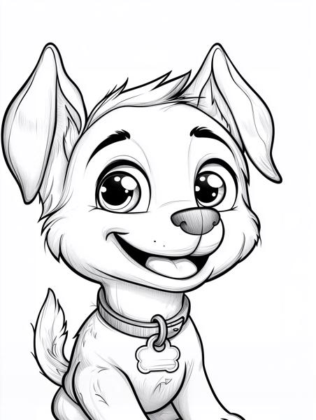 Puppy wearing a collar adorned with a bone-shaped tag.