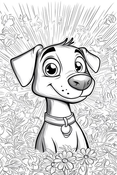 Happy puppy giving a cheerful and vibrant atmosphere.