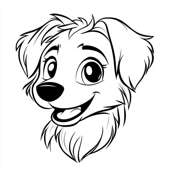 A happy cartoon puppy with a big smile.