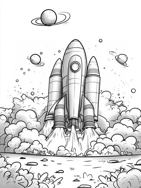 Space rocket launch from distant planet.